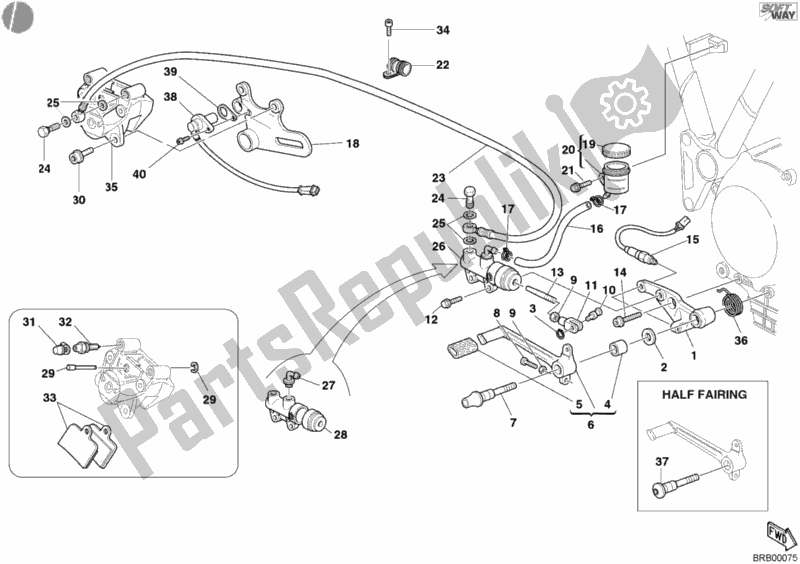 Tutte le parti per il Sistema Frenante Posteriore del Ducati Supersport 800 S 2003